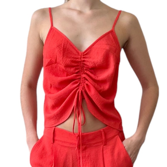 Solid & Striped Cover UP Swim SET Lucia Seersucker Top Cami Roya Pants Coral MED - Picture 4 of 10